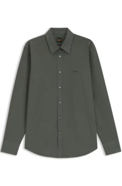 Regular-fit shirt in cotton poplin with embroidered logo