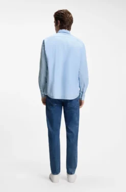 Regular-fit shirt in cotton poplin with embroidered logo