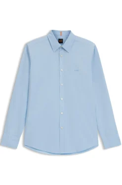 Regular-fit shirt in cotton poplin with embroidered logo
