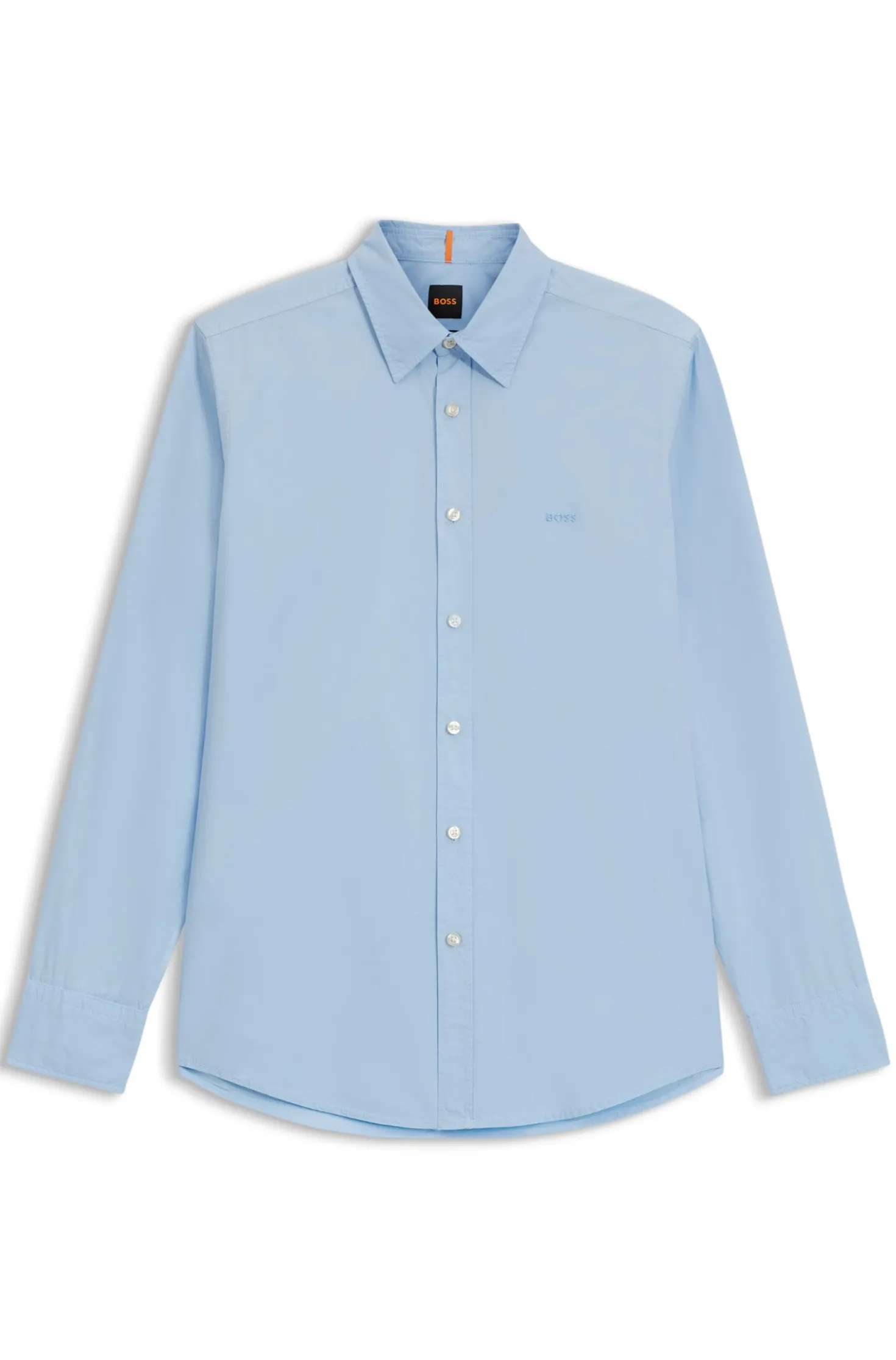 Regular-fit shirt in cotton poplin with embroidered logo