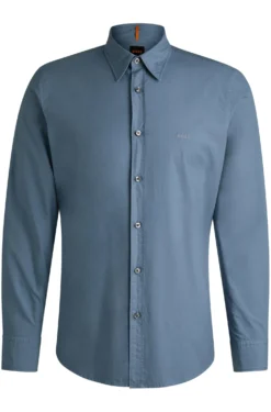 Regular-fit shirt in cotton poplin with embroidered logo