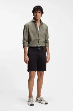 Regular-fit shirt in cotton poplin with embroidered logo