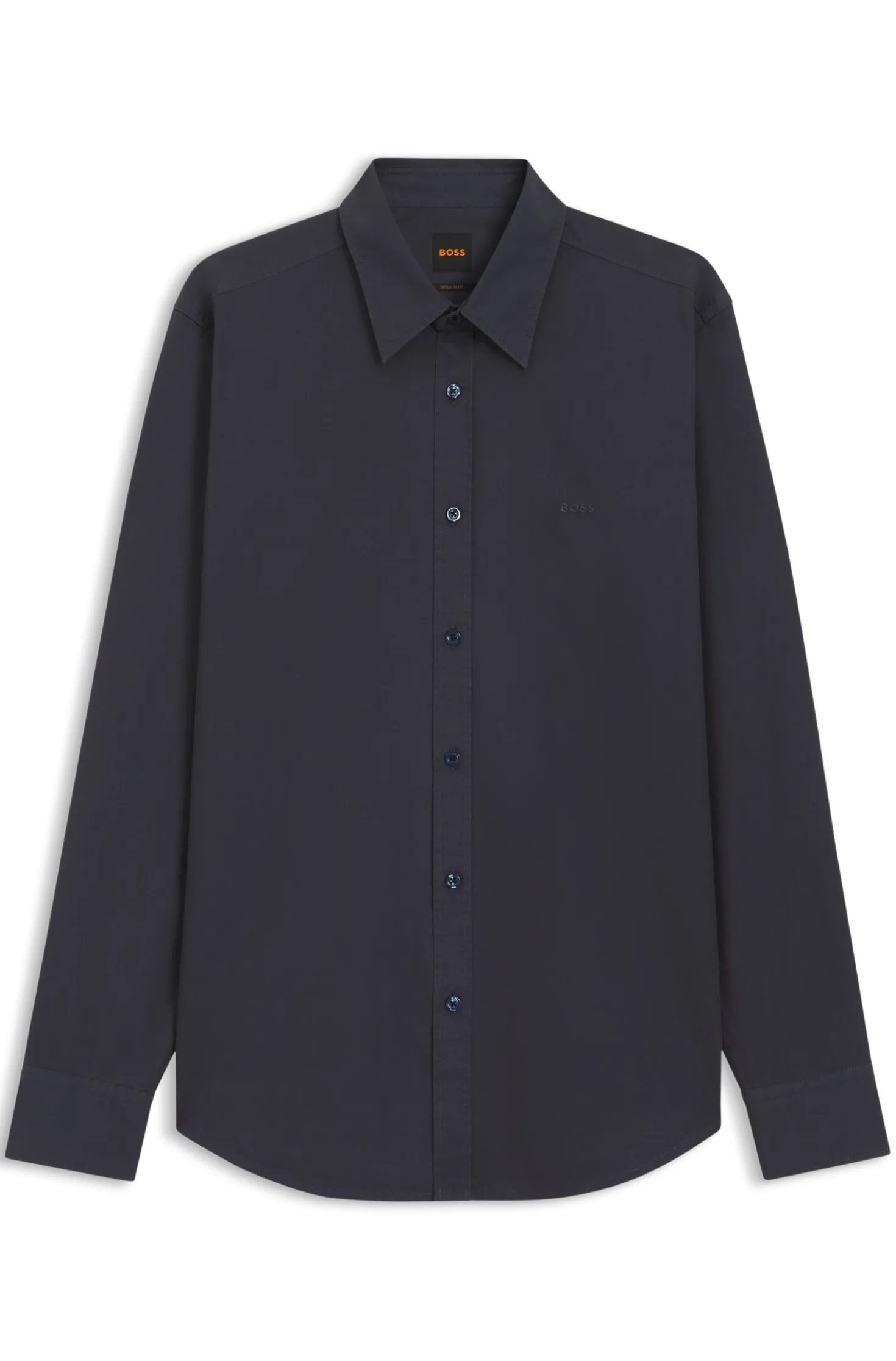 Regular-fit shirt in cotton poplin with embroidered logo