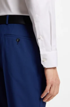 Regular-fit shirt in easy-iron stretch-cotton twill
