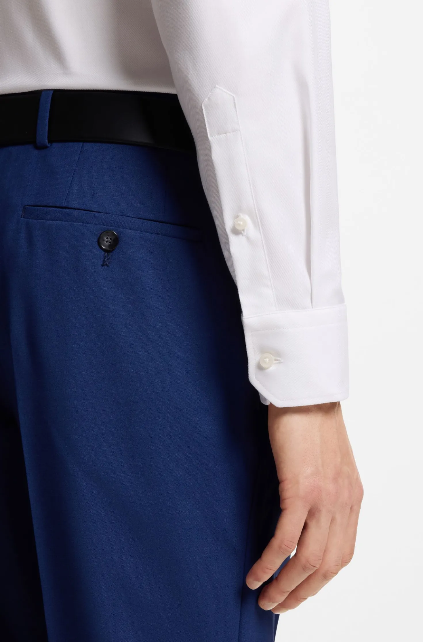 Regular-fit shirt in easy-iron stretch-cotton twill