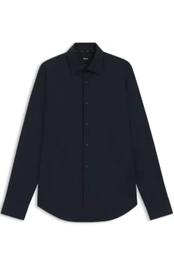 Regular-fit shirt in easy-iron stretch-cotton poplin