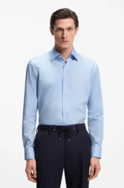 Regular-fit shirt in easy-iron cotton poplin