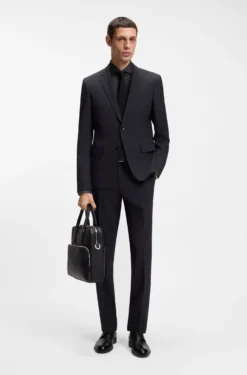Regular-fit shirt in easy-iron stretch-cotton twill