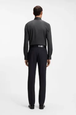 Regular-fit shirt in easy-iron stretch-cotton twill