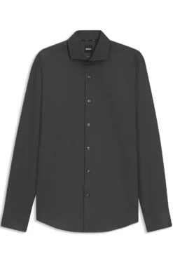 Regular-fit shirt in easy-iron stretch-cotton twill