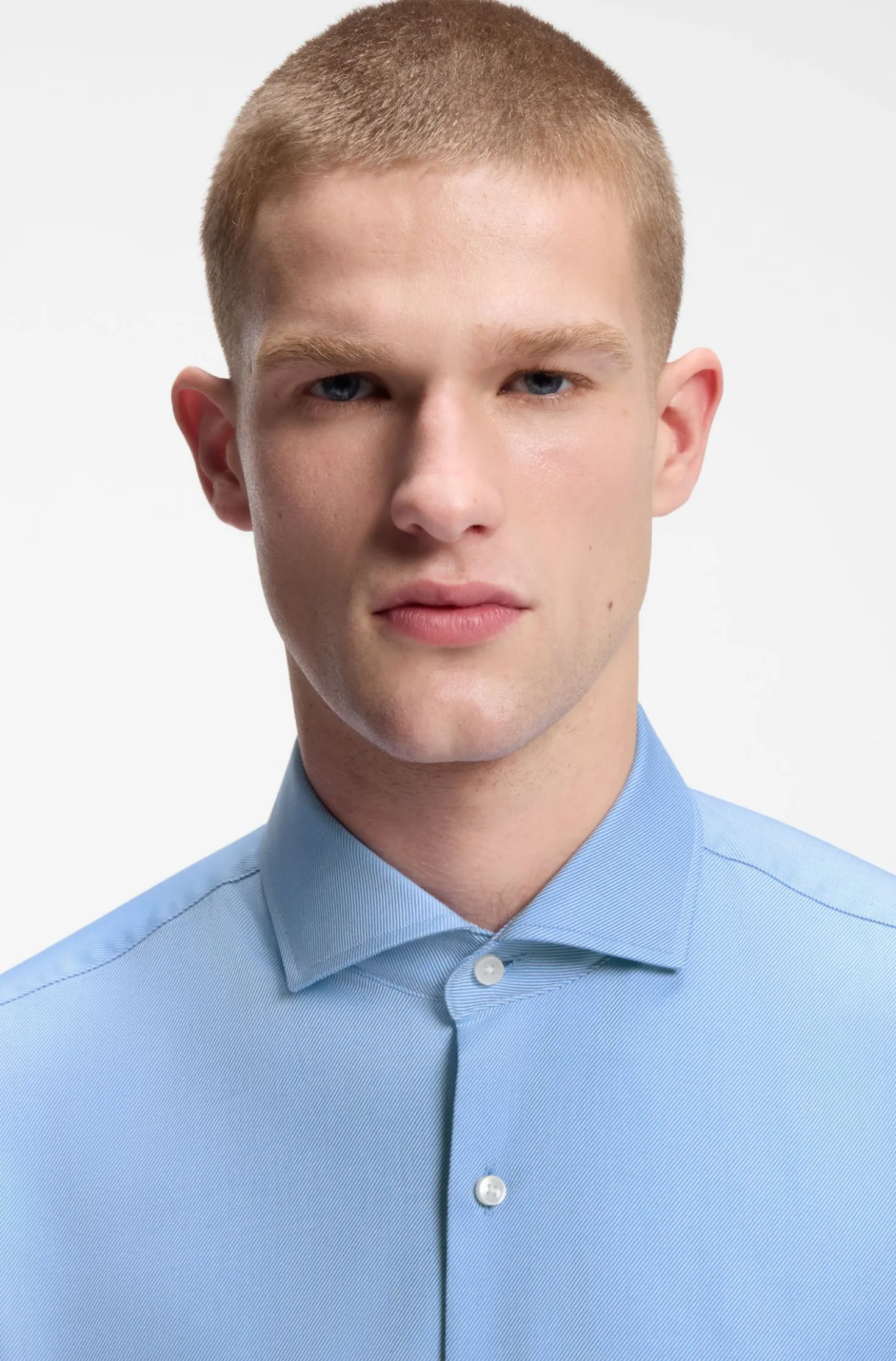 Regular-fit shirt in easy-iron stretch-cotton twill