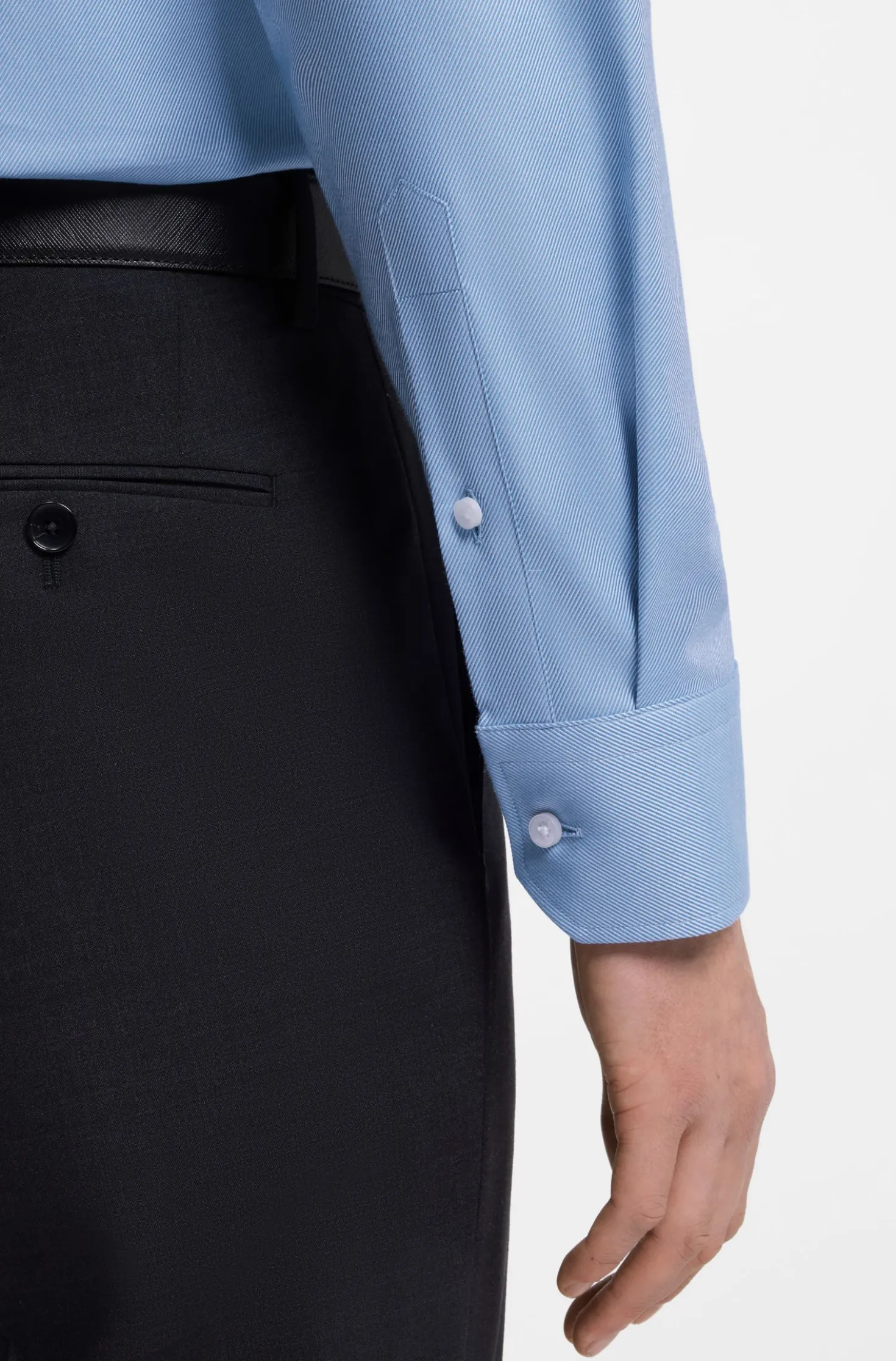 Regular-fit shirt in easy-iron stretch-cotton twill