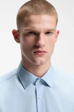 Regular-fit shirt in easy-iron stretch-cotton poplin
