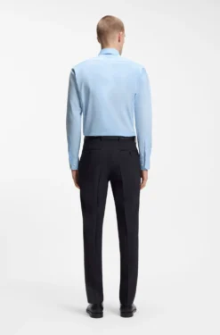 Regular-fit shirt in easy-iron stretch-cotton poplin