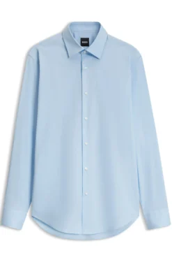 Regular-fit shirt in easy-iron stretch-cotton poplin