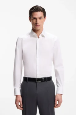 Regular-fit shirt in easy-iron cotton poplin