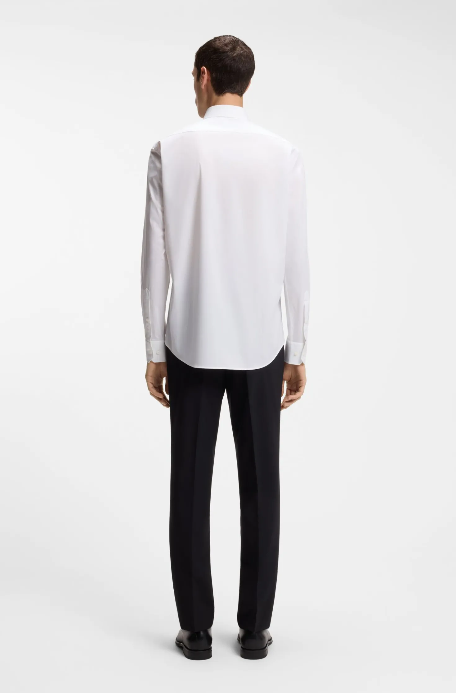 Regular-fit shirt in easy-iron stretch-cotton poplin