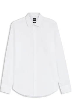 Regular-fit shirt in easy-iron stretch-cotton poplin