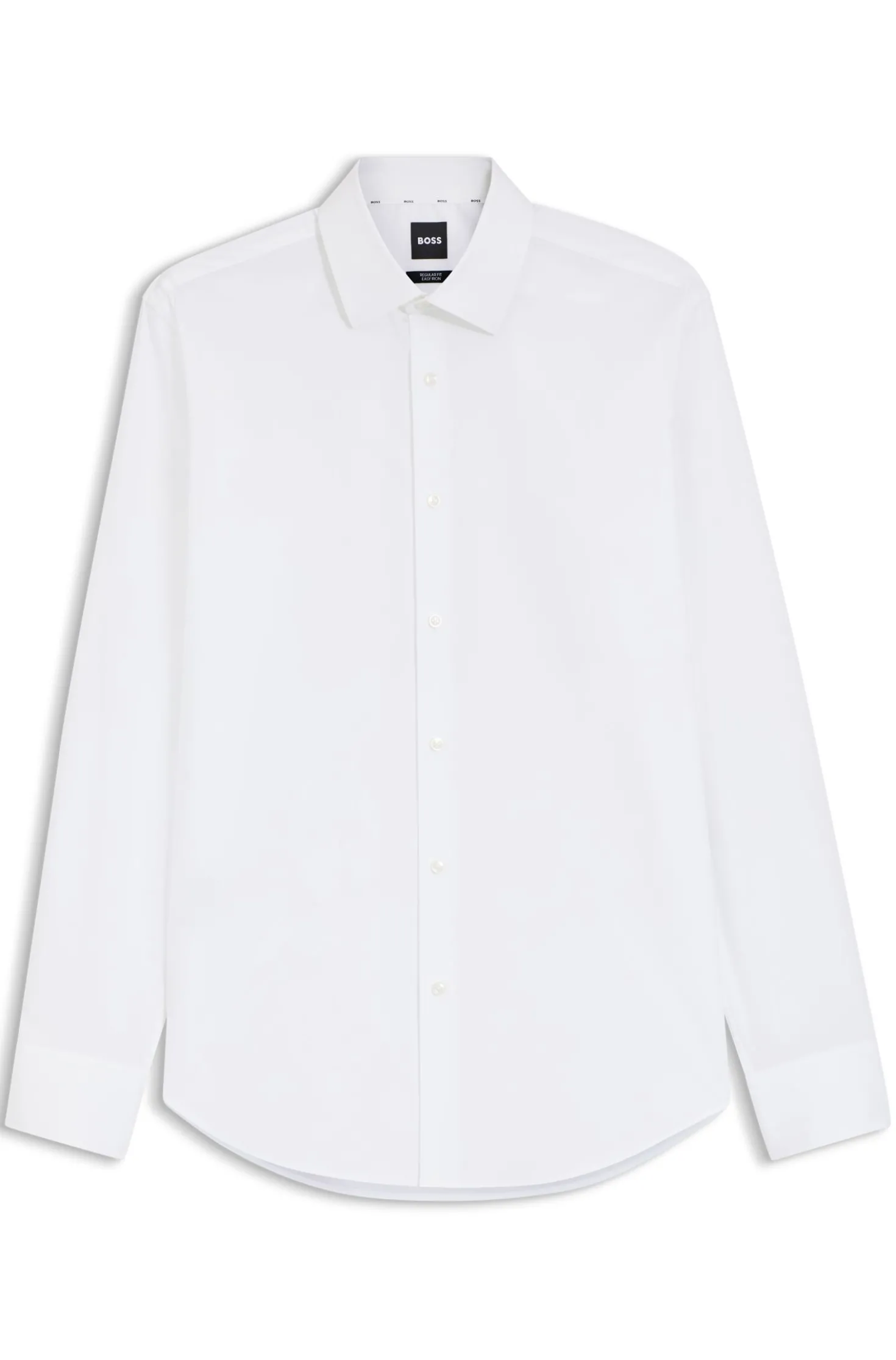 Regular-fit shirt in easy-iron stretch-cotton poplin