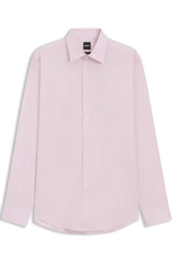 Regular-fit shirt in easy-iron stretch-cotton poplin