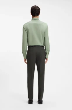 Regular-fit shirt in easy-iron stretch-cotton poplin