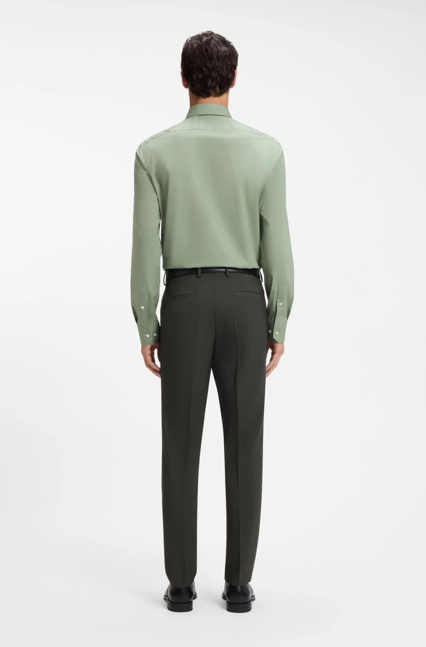 Regular-fit shirt in easy-iron stretch-cotton poplin