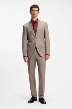 Regular-fit shirt in easy-iron stretch-cotton poplin
