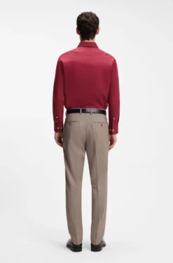 Regular-fit shirt in easy-iron stretch-cotton poplin