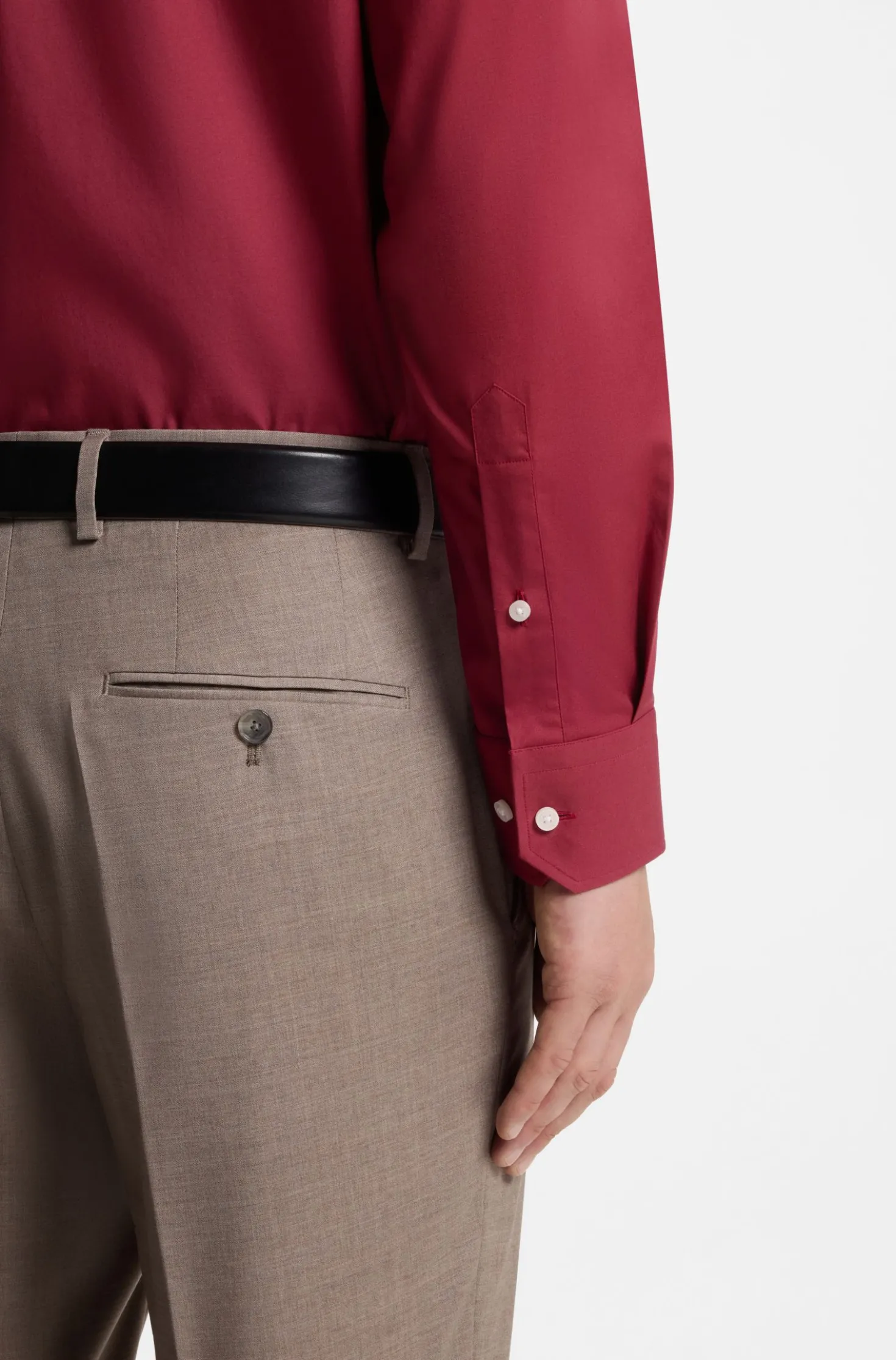 Regular-fit shirt in easy-iron stretch-cotton poplin
