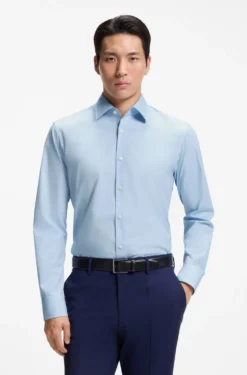 Regular-fit shirt in easy-iron stretch cotton