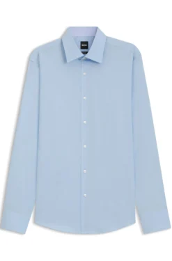 Regular-fit shirt in easy-iron stretch cotton