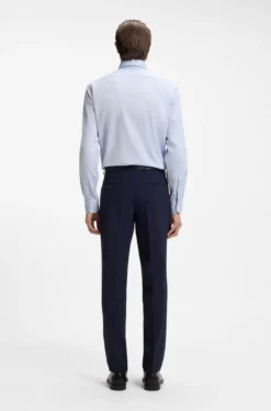 Regular-fit shirt in easy-iron stretch-cotton dobby