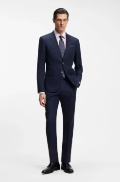 Regular-fit shirt in easy-iron stretch-cotton dobby