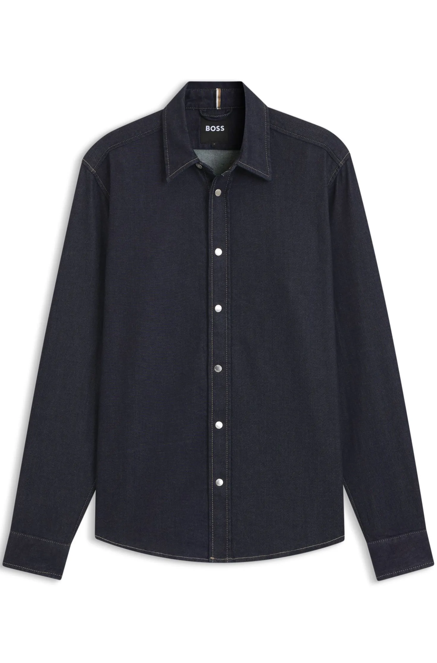 Regular-fit shirt in indigo stretch denim
