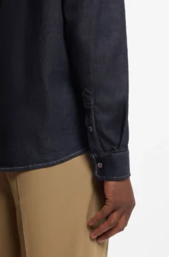 Regular-fit shirt in indigo stretch denim