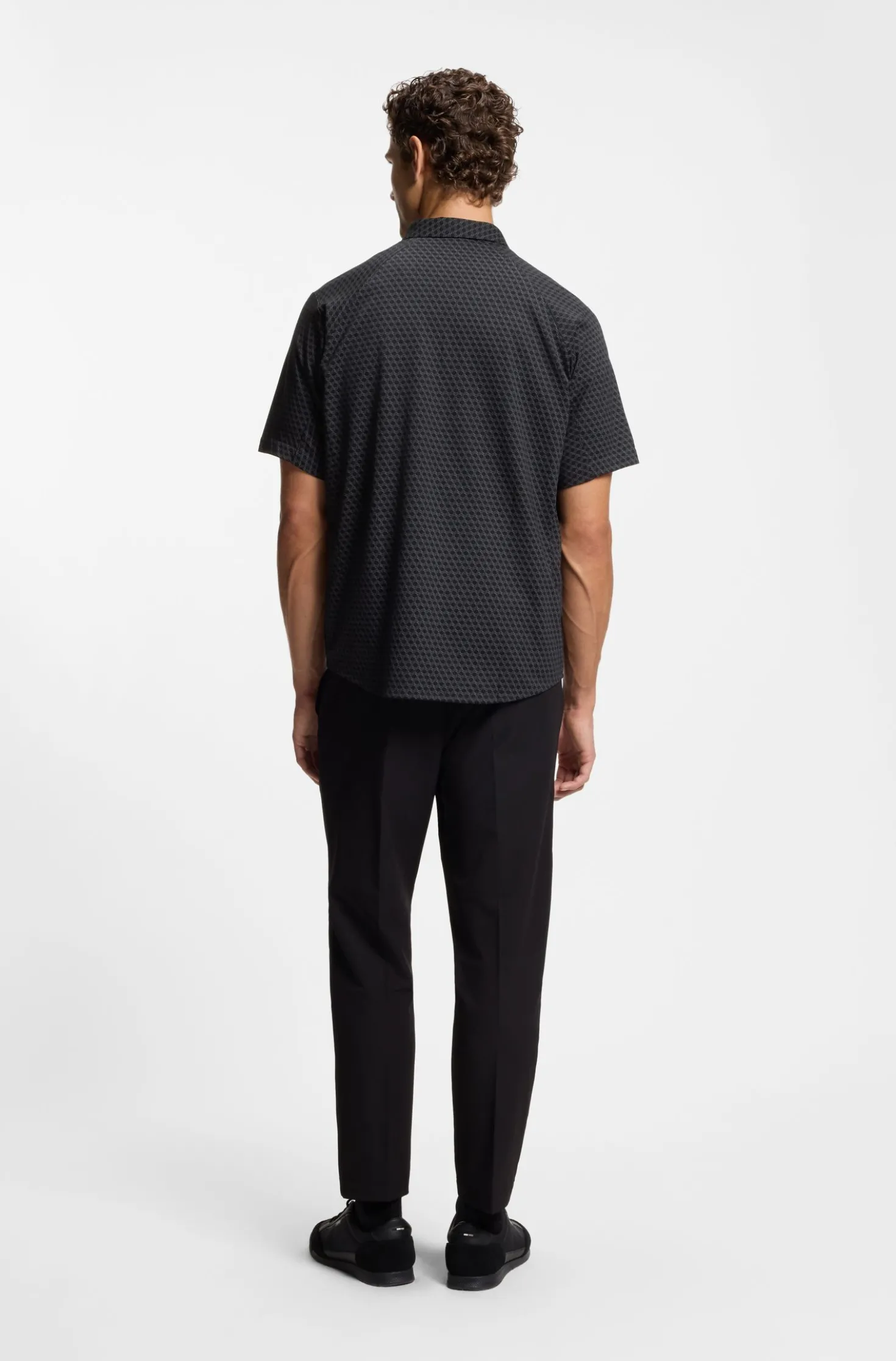 Regular-fit shirt in knitted cotton piqué