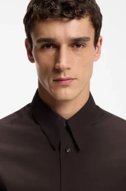 Regular-fit shirt in lightweight merino wool