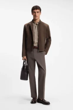 Regular-fit shirt in patterned Italian-made cotton