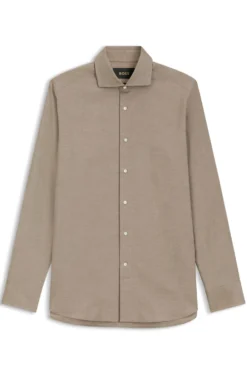 Regular-fit shirt in patterned Italian-made cotton