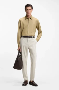 Regular-fit shirt in performance-stretch Oxford jersey