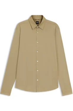 Regular-fit shirt in performance-stretch Oxford jersey