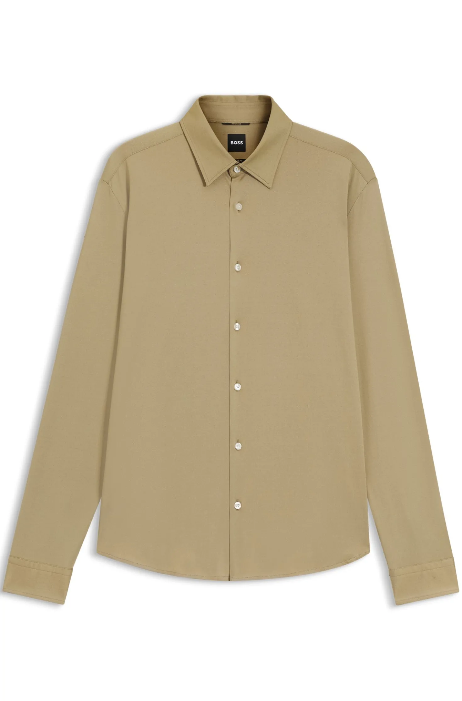 Regular-fit shirt in performance-stretch Oxford jersey
