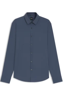 Regular-fit shirt in performance-stretch jersey