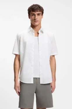 Regular-fit shirt in printed cotton poplin