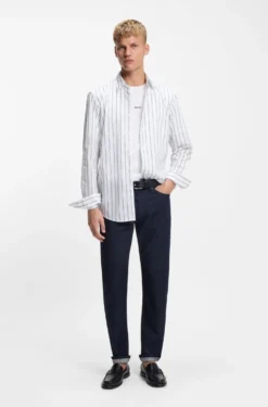 Regular-fit shirt in printed cotton poplin