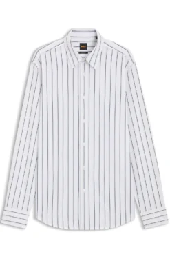 Regular-fit shirt in printed cotton poplin
