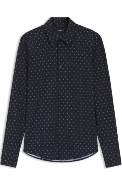 Regular-fit shirt in printed performance-stretch jersey