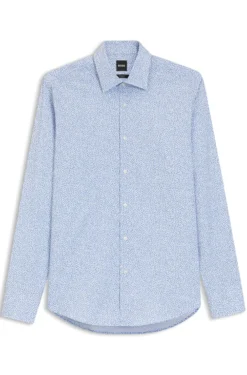Regular-fit shirt in printed stretch cotton