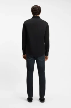 Regular-fit shirt in stretch-cotton dobby