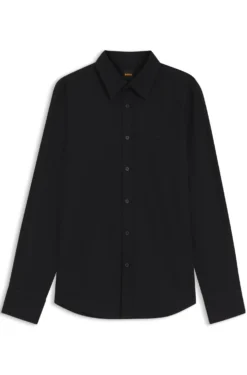 Regular-fit shirt in stretch-cotton dobby
